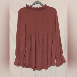 Spice Rose Women's Ruffled Blouse - Rust